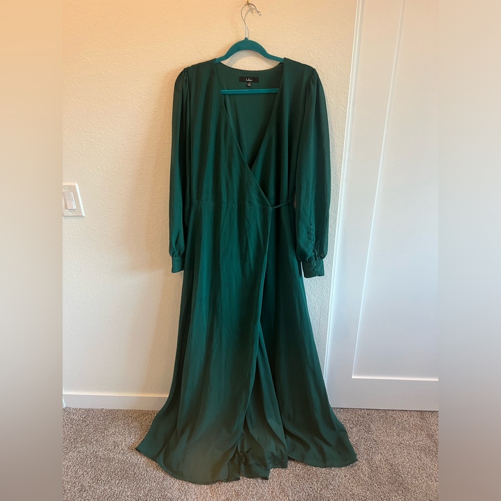 My Whole Heart Emerald Green Long Sleeve
Wrap Dress 1X